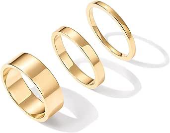 PAVOI 18K Gold Plated 3 Rings Set | Gold Stacking Rings for Women | Stacking Ring Set